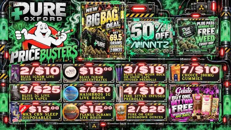 Pure Cannabis Outlet Delivery 👻 PRICEBUSTERS: 50% OFF MINNTZ! 👻