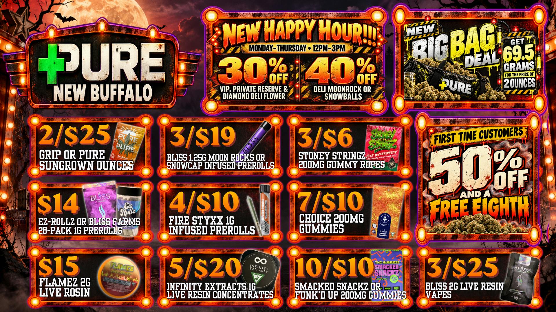 Pure Cannabis Outlet - New Buffalo 3/$25 BLISS 2G VAPES 🎃 5/$20 LIVE RESIN