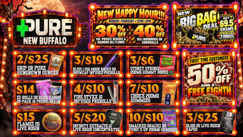 Pure Cannabis Outlet - New Buffalo 3/$25 BLISS 2G VAPES 🎃 5/$20 LIVE RESIN