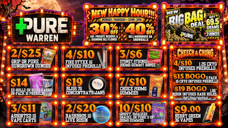 Pure Cannabis Outlet - Warren 3/$11 1G CARTS 🎃 2/$20 LIVE ROSIN