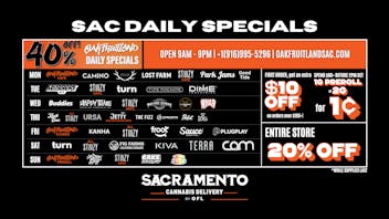 Sacramento Cannabis Delivery By OFL - Citrus Heights 40% OFF Daily Specials