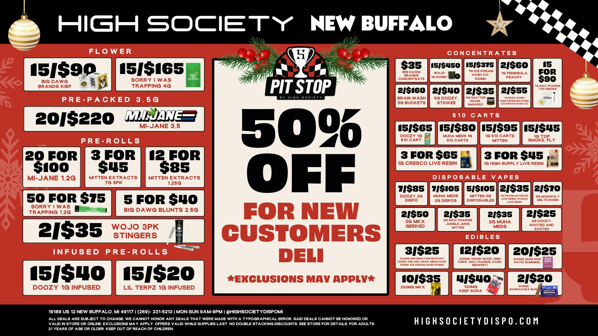 High Society WEEKLY DEALS!!!
