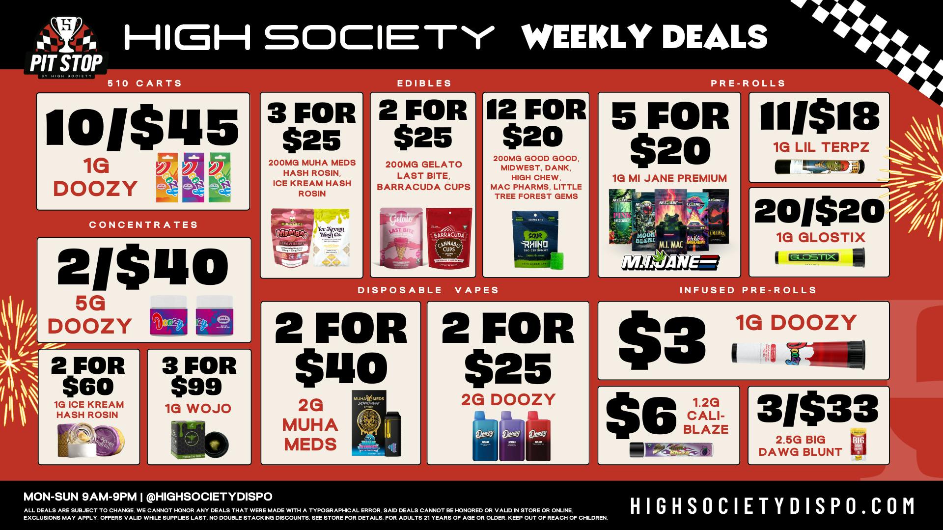 High Society Saline Weekly Deals!!!