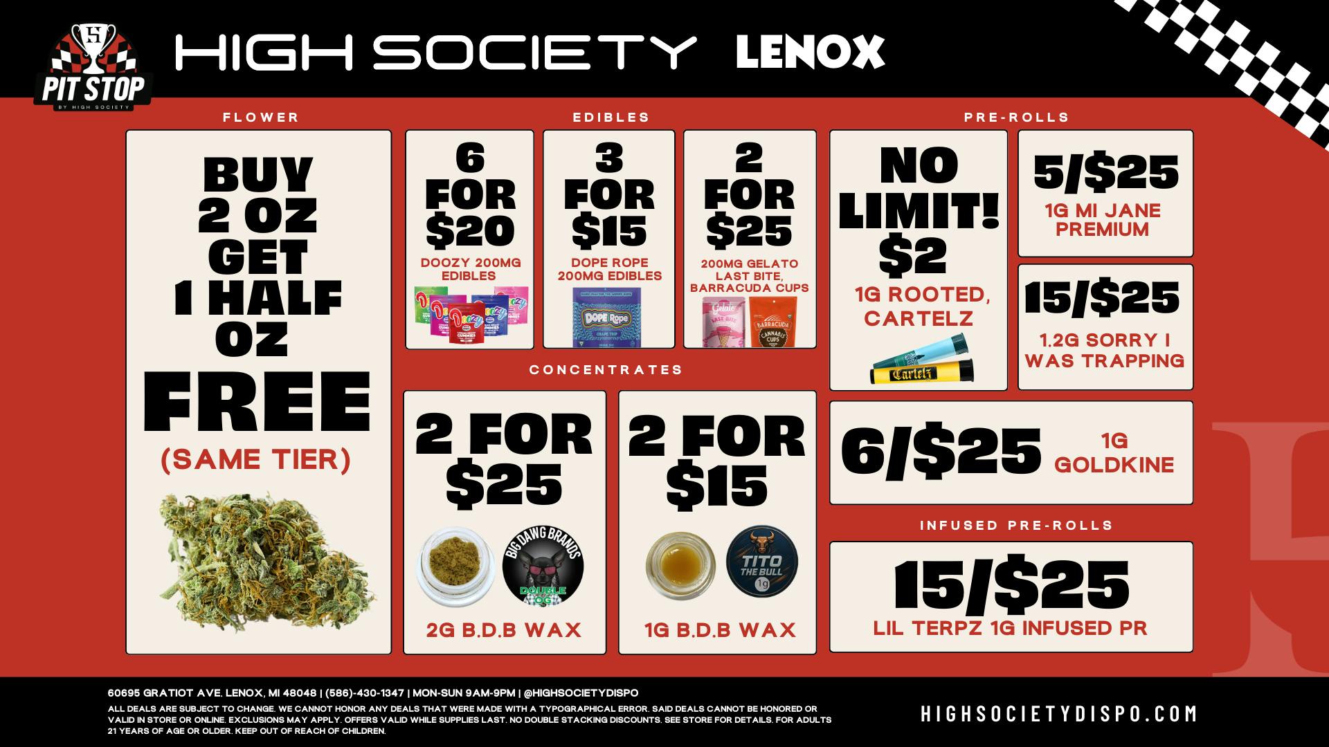 High Society Lenox - NOW OPEN Weekly Deals!!!!!!