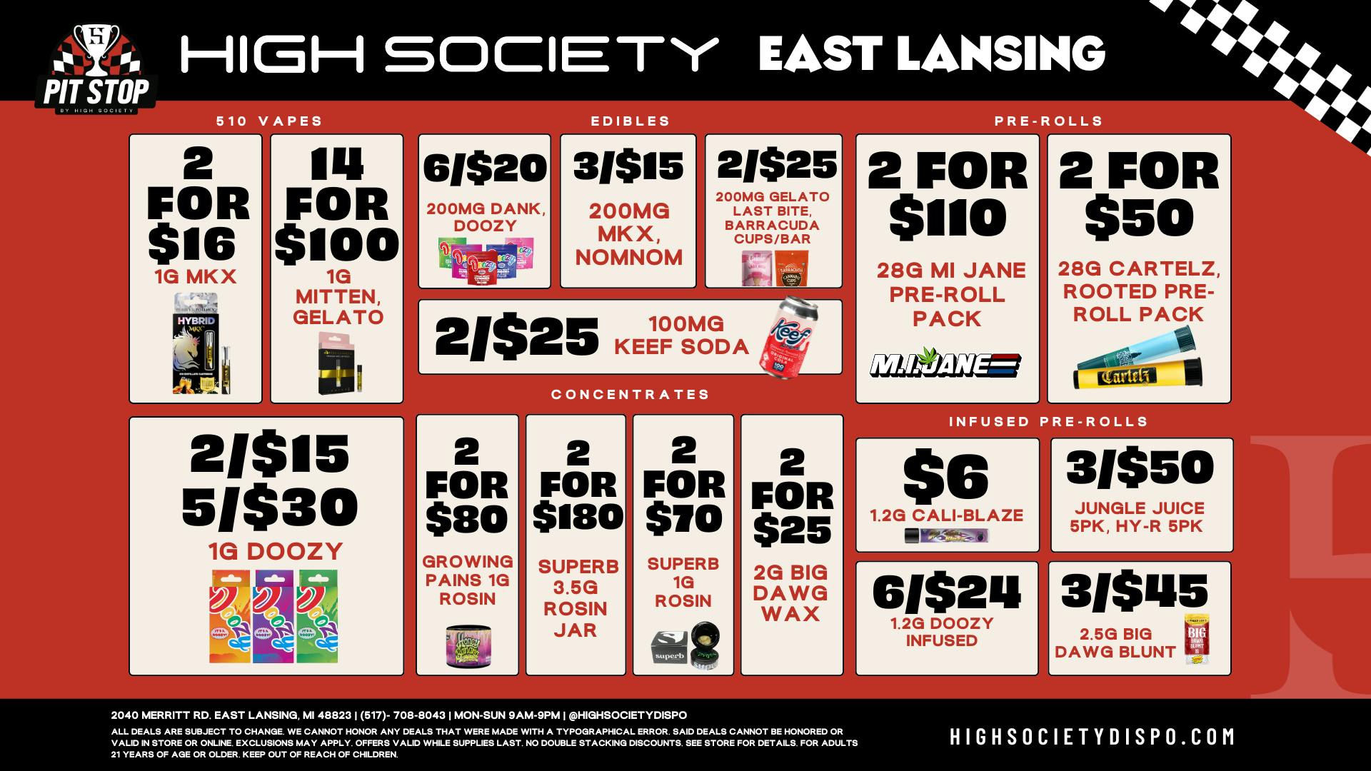High Society East Lansing - NOW OPEN East Lansing Weekly Deal