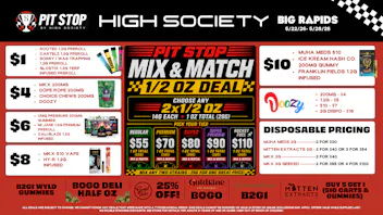 High Society MEMORIAL DAY WEEKEND SPECIALS!