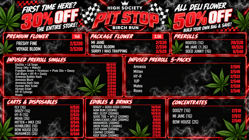 High Society Weed Dispensary Outer Birch Run 🔥🍃PIT-STOP BIRCH RUN OUTLET DEALS⛽💨