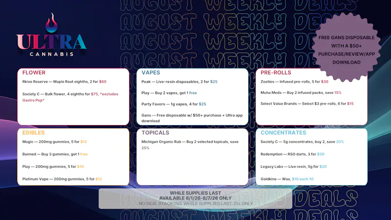 Ultra Cannabis - Recreational ULTRA AUGUST WEEK 1 BLOWOUT!