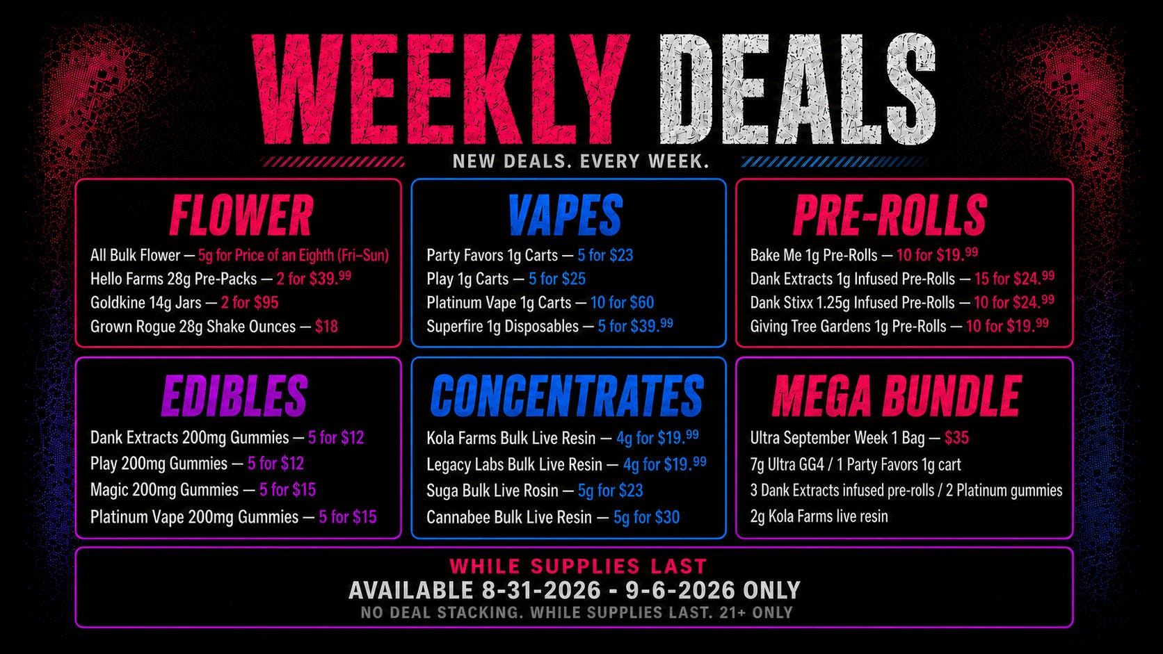 Ultra Cannabis - Recreational SEPTEMBER WEEK 1 BLOWOUT!