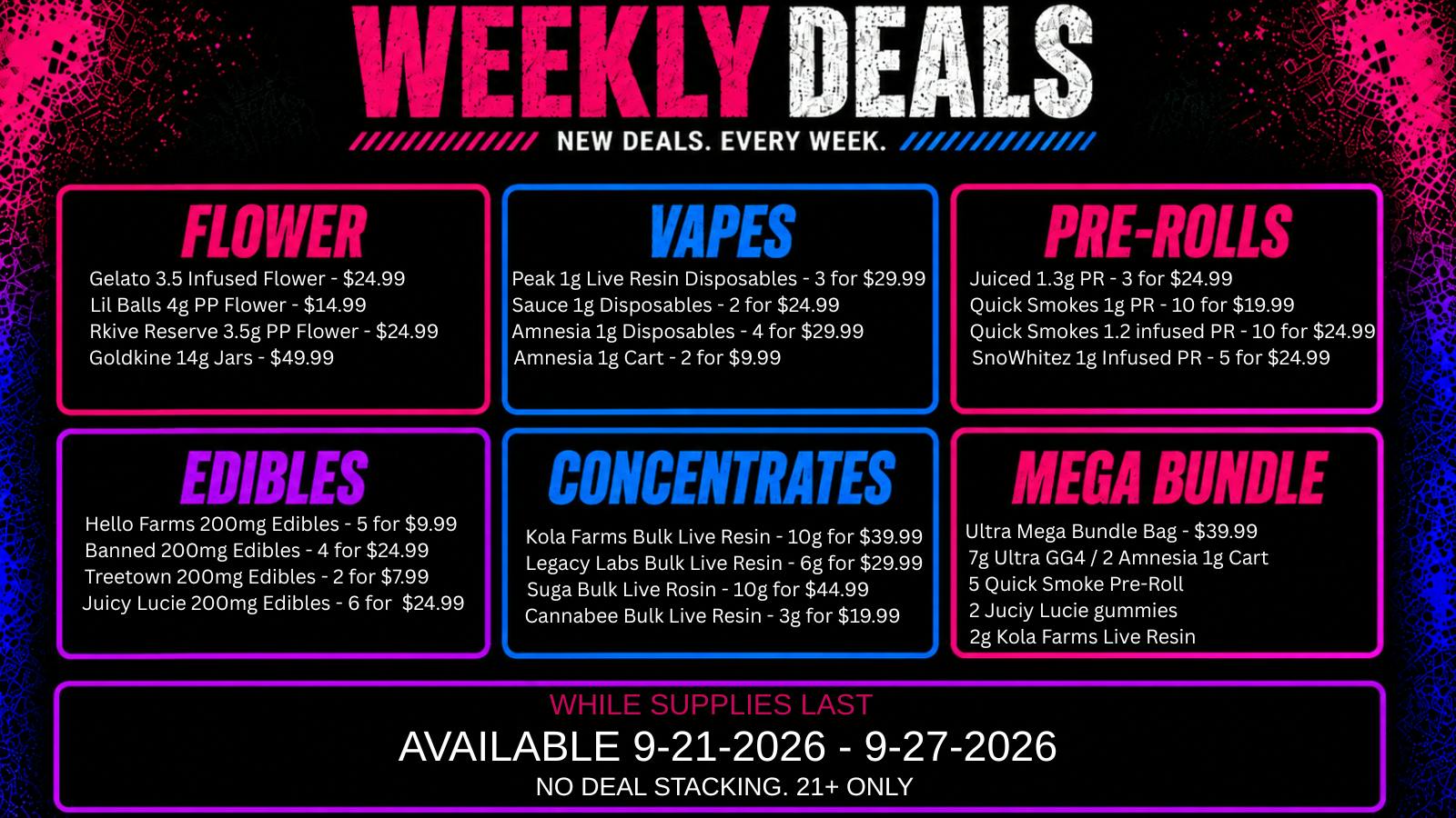 Ultra Cannabis - Recreational MEGA WEEKLY DEALS