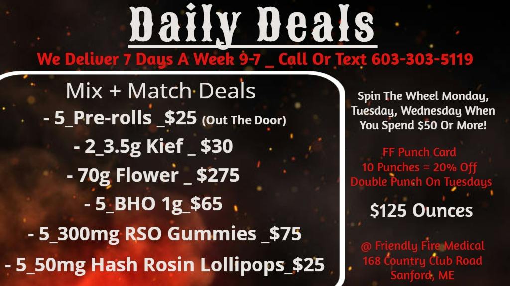 Friendly Fire Dispensary Daily Deals FF Med