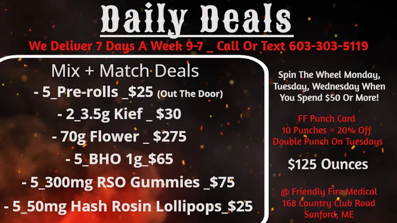 Friendly Fire Dispensary Daily Deals FF Med