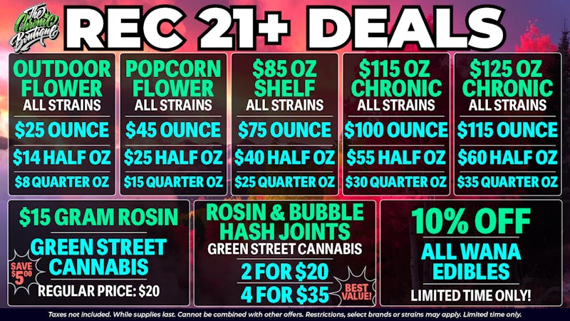 The Chronic Boutique - Pikes Peak $25 OUTDOOR OZ, $15G ROSIN, 10% OFF WANA