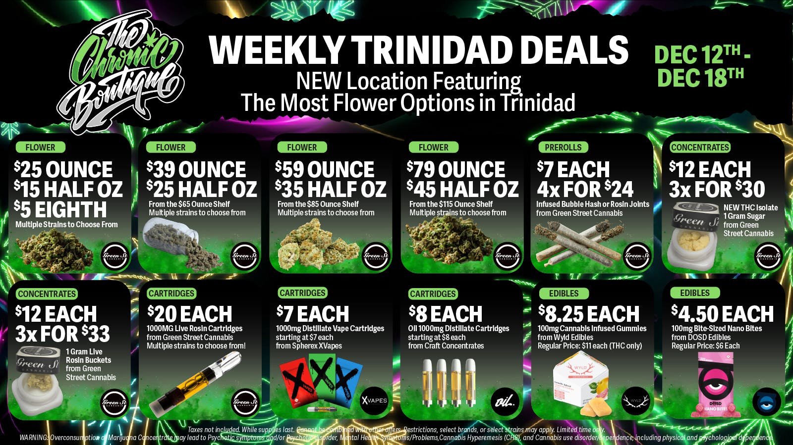 The Chronic Boutique - Trinidad 🔥 Select $25 OZ, $15 Half OZ, $5 Eighth 🔥 + MORE
