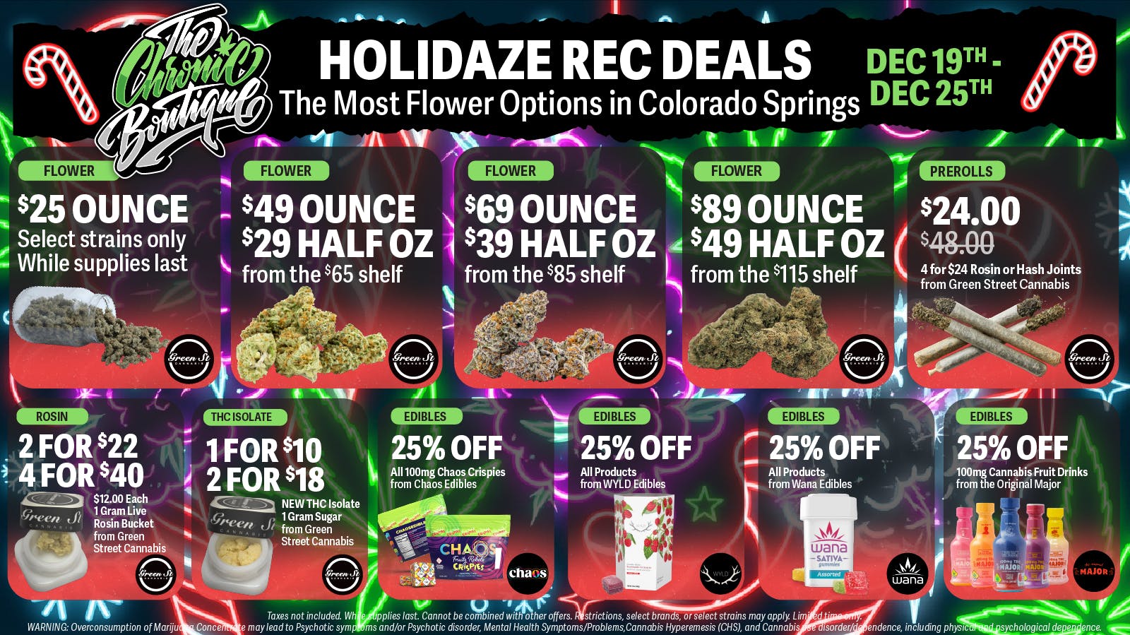 The Chronic Boutique - Pikes Peak 🎁🌱 Holidaze Rec Deals: $25 OZ, 25% Off Wyld +++