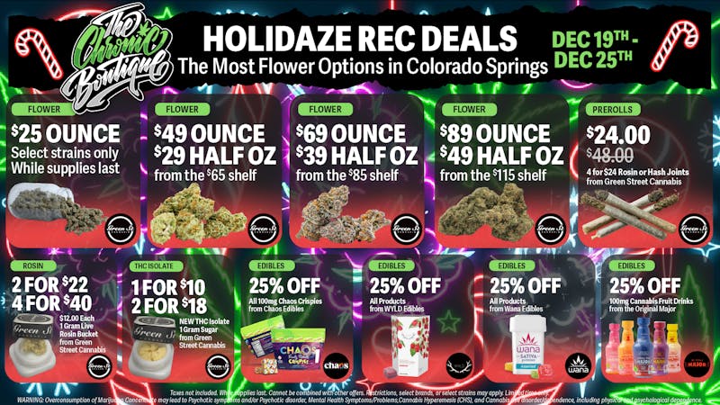 The Chronic Boutique - Pikes Peak 🎁🌱 Holidaze Rec Deals: $25 OZ, 25% Off Wyld +++