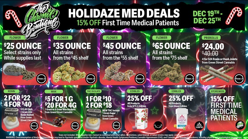 The Chronic Boutique - Pikes Peak 🎁🌿 Holidaze Med Deals: $25 OZ, $5G Wax + MORE