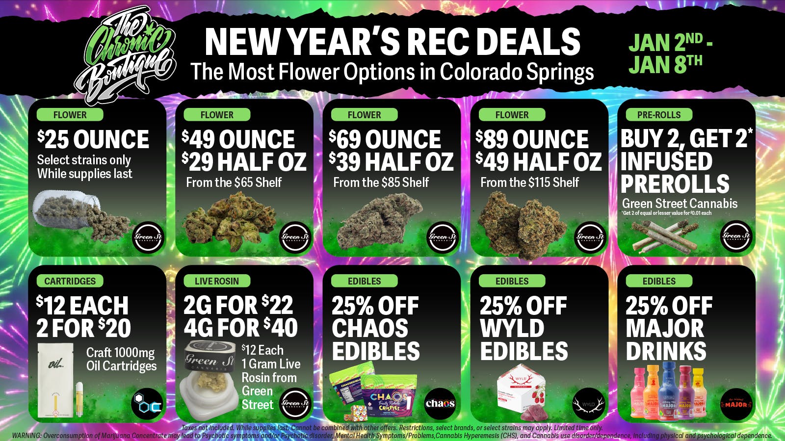 The Chronic Boutique - Pikes Peak 🎊🥂 NEW YEAR'S SPECIALS - OZ STARTING @ $25! 🌿