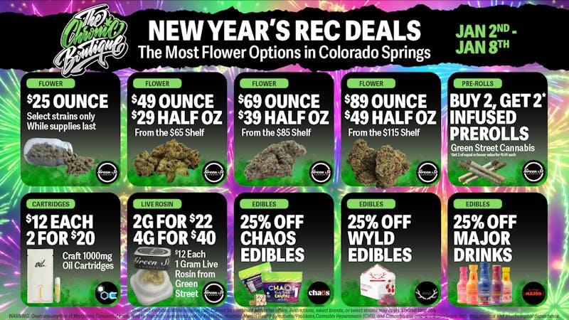The Chronic Boutique - Pikes Peak 🎊🥂 NEW YEAR'S SPECIALS - OZ STARTING @ $25! 🌿