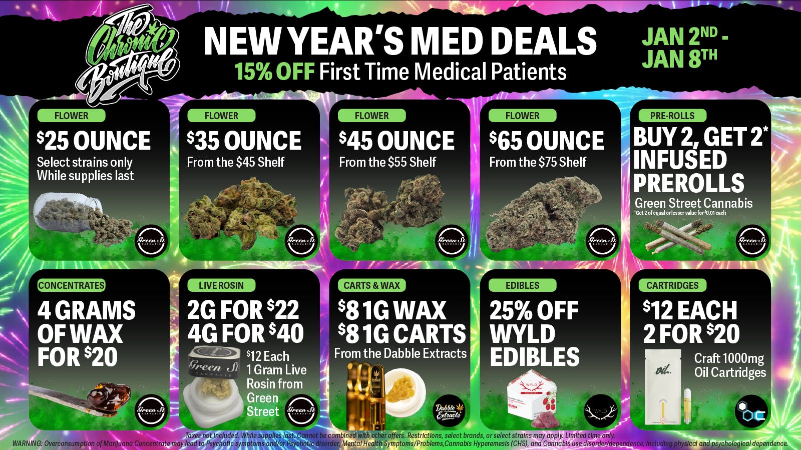The Chronic Boutique - Pikes Peak 🎊💥 NEW YEAR'S MED DEALS - OZ STARTING @ $25! 🌿