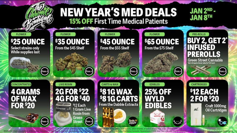 The Chronic Boutique - Pikes Peak 🎊💥 NEW YEAR'S MED DEALS - OZ STARTING @ $25! 🌿