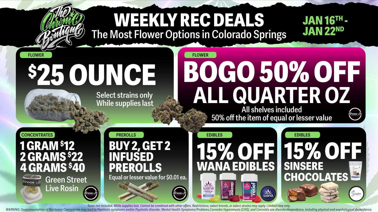 The Chronic Boutique - Pikes Peak 🤑 BOGO 50% OFF ALL QUARTER OUNCES! 🌿