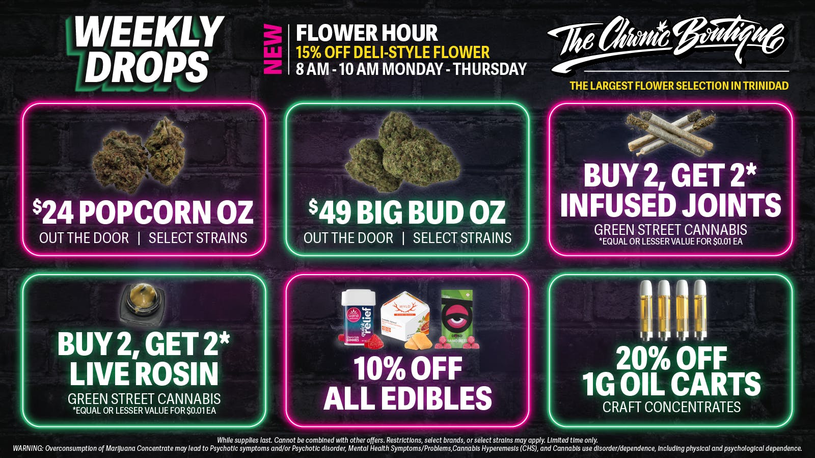 The Chronic Boutique - Trinidad 🤑 $25 POPCORN OZ 🔥 B2G2 LIVE ROSIN 🍬 + MORE