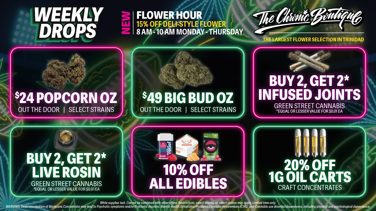 The Chronic Boutique - Trinidad 🤑 $25 POPCORN OZ 🔥 B2G2 LIVE ROSIN 🍬 + MORE