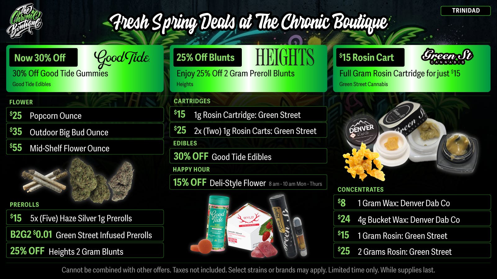 The Chronic Boutique - Trinidad 🌿 $25 Popcorn OZ 🔥 25% Off Heights Blunts 💨