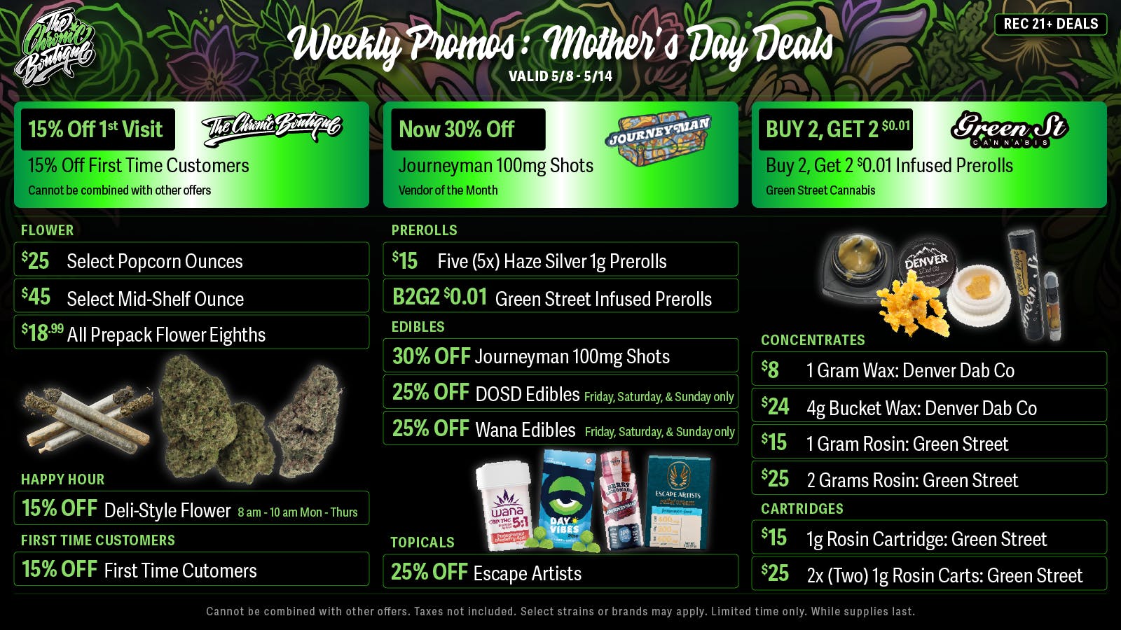 The Chronic Boutique - Pikes Peak 💚 Mother's Day Deals 🌿 $18.99 Prepacked Eighths