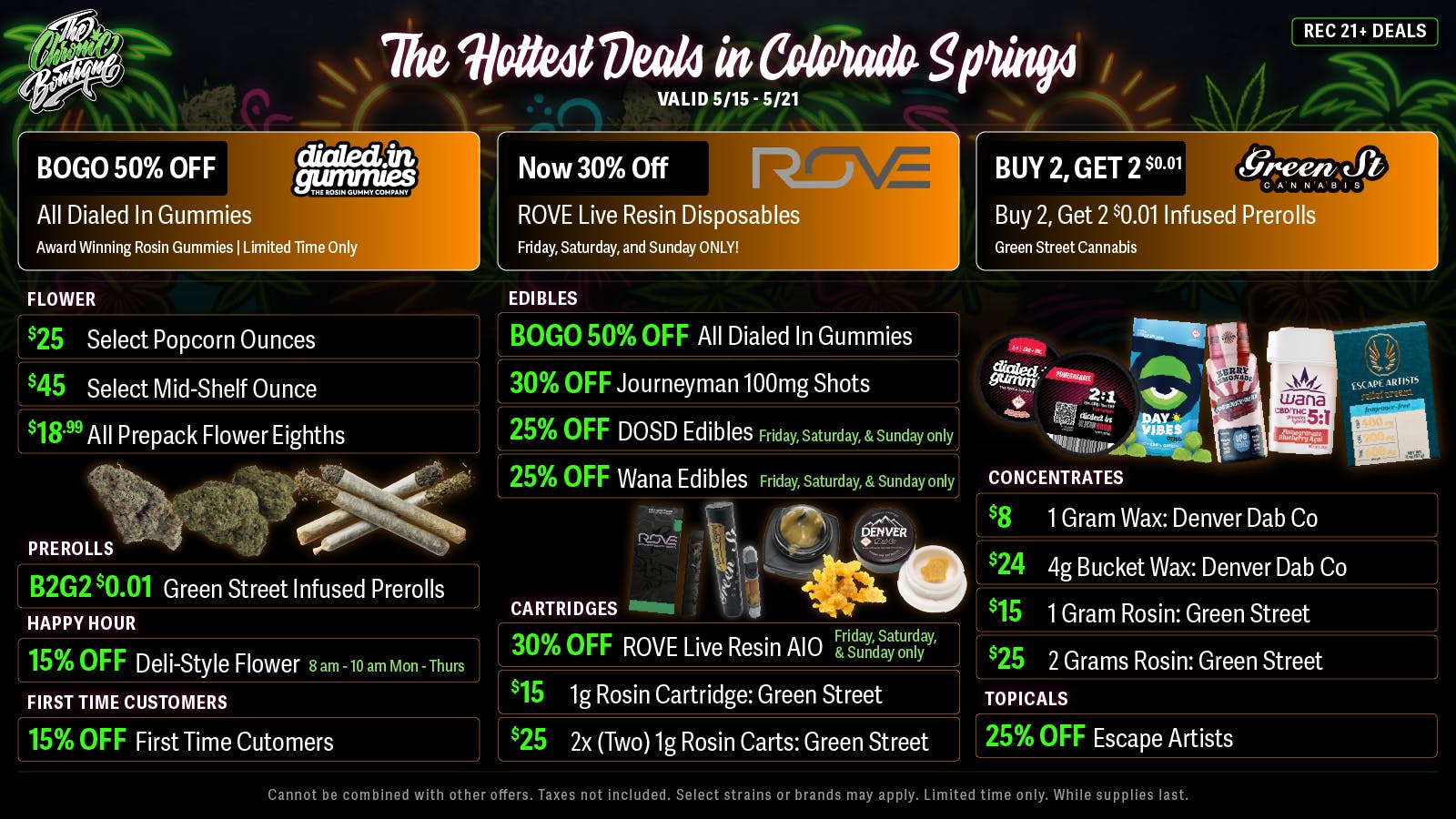 The Chronic Boutique - Pikes Peak ☀️ BOGO 50% Off Dialed In 🪴 $45 Mid-Shelf OZ