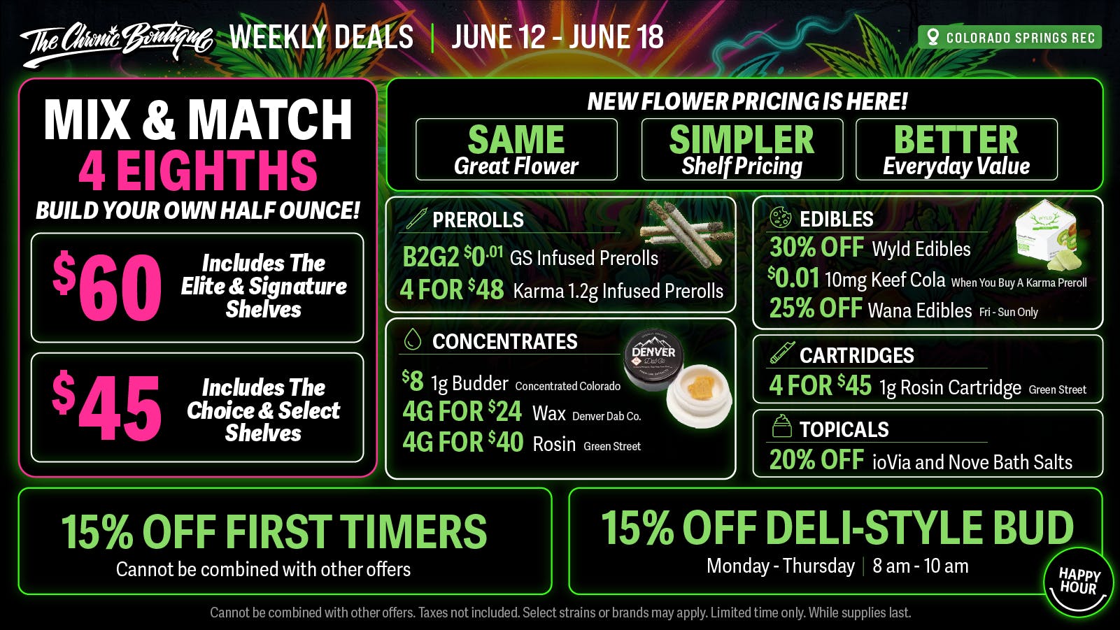 The Chronic Boutique - Pikes Peak Mix & Match 4 Eighths (Half OZ) $60 + 30% Off Wyld