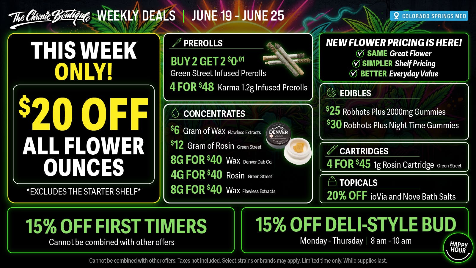 The Chronic Boutique - Pikes Peak 🚨 $20 Off Select Flower Ounces ☀️ 8g Wax $40