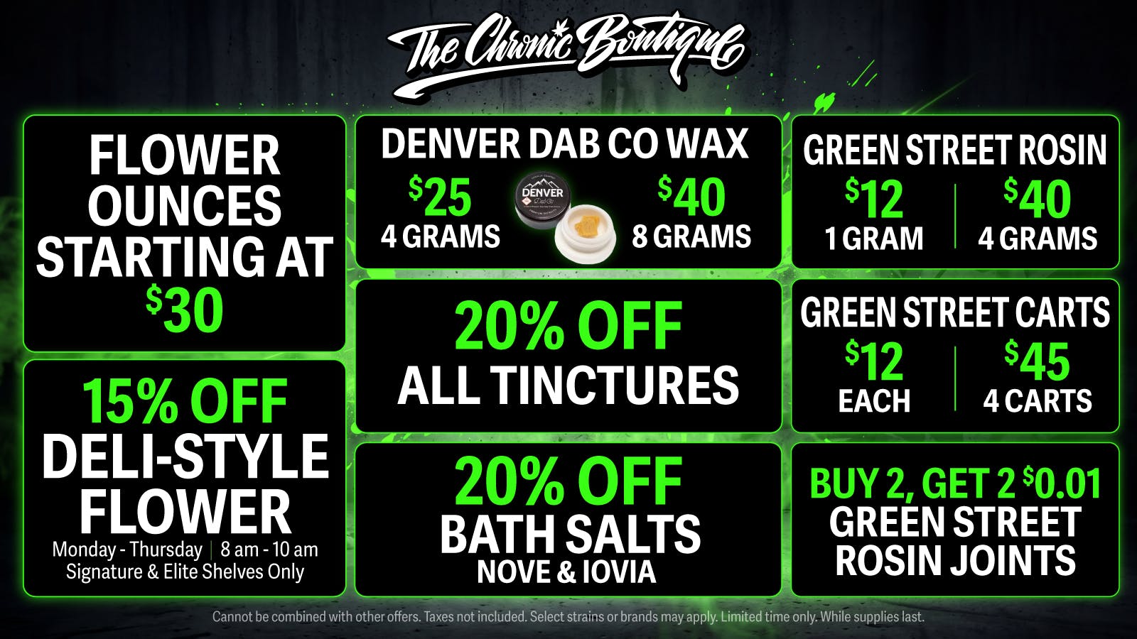 The Chronic Boutique - Trinidad $30 Ounce 🇺🇸 B2G2 $0.01 Rosin Joints 💥🎉