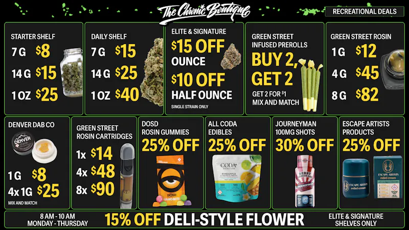 The Chronic Boutique - Pikes Peak $25 Select OZ🌱 4 for $48 Rosin Carts💨 $12g Rosin
