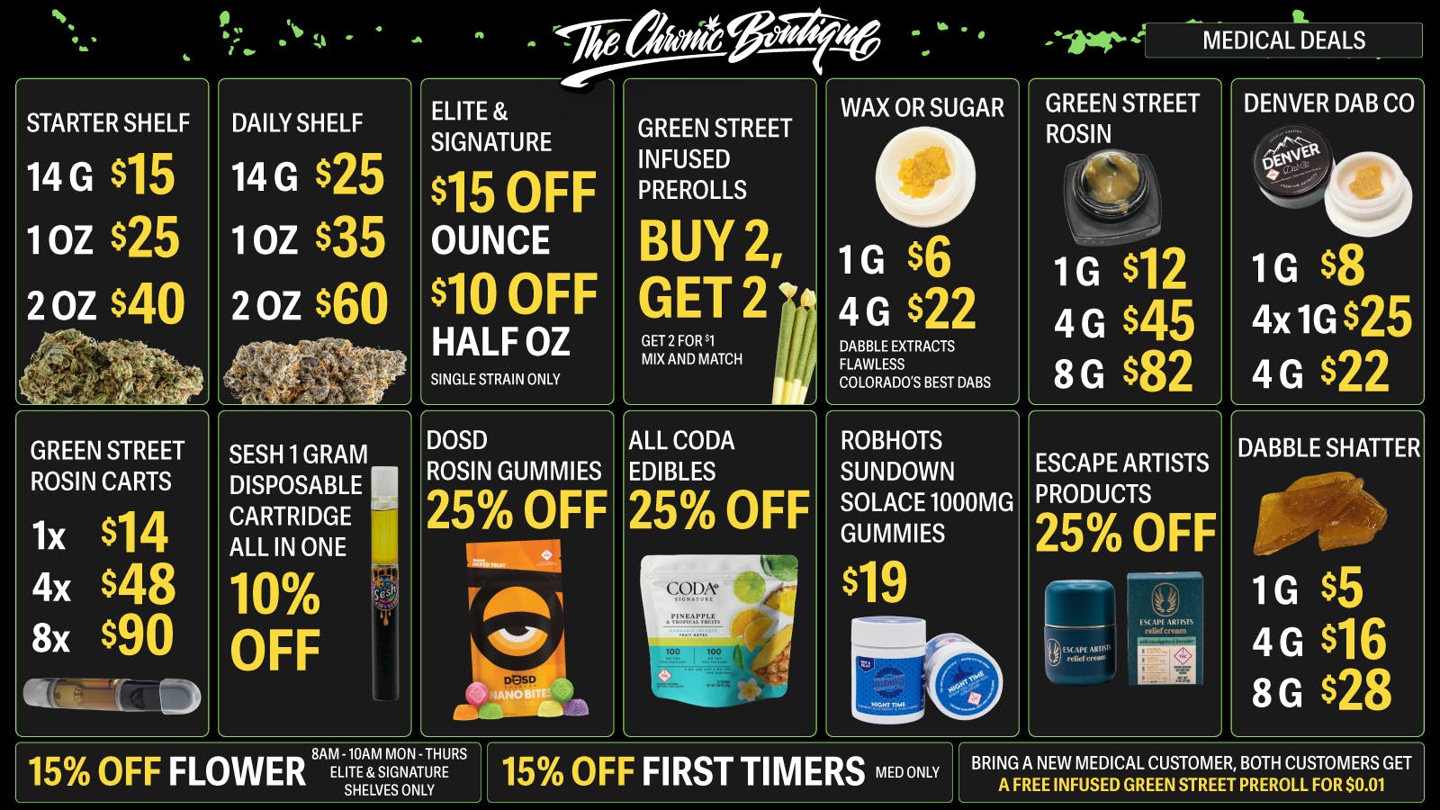 The Chronic Boutique - Pikes Peak MED: 2 Daily OZ for $60 🌿 B2G2 $1 Infused Joints