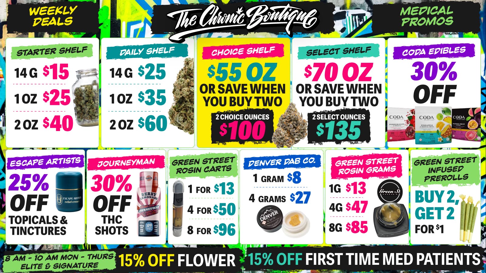The Chronic Boutique - Pikes Peak MED: 2 Daily OZ for $60 🌿 B2G2 $1 Infused Joints
