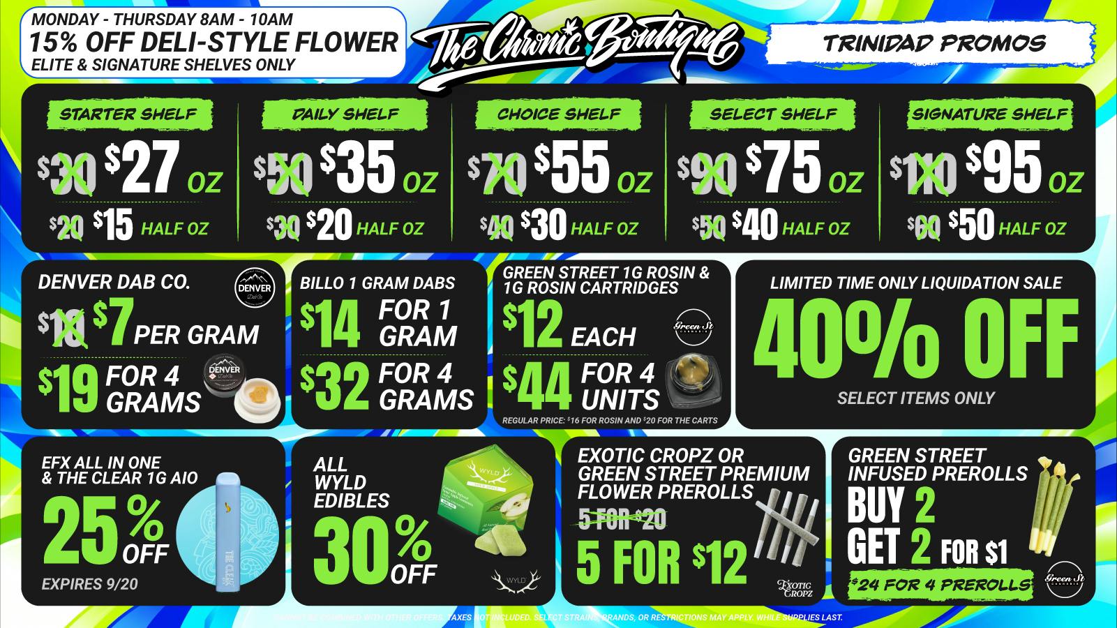 The Chronic Boutique - Trinidad 💥 $15 Starter Half OZ 🔥 4G Select Wax $19
