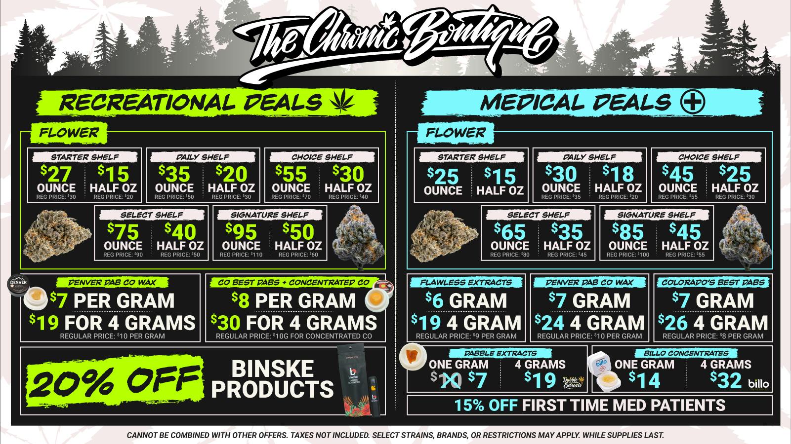 The Chronic Boutique - Pikes Peak 💚 REC 20% off Binkse 🌱 MED Dabble 4g for $19