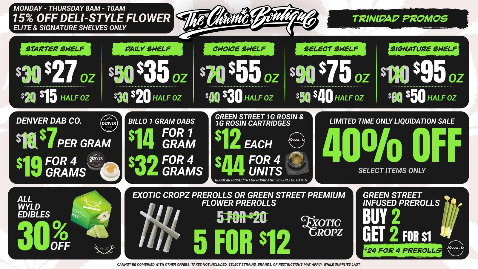 The Chronic Boutique - Trinidad 💥 $15 Starter Half OZ 🔥 4G Select Wax $19