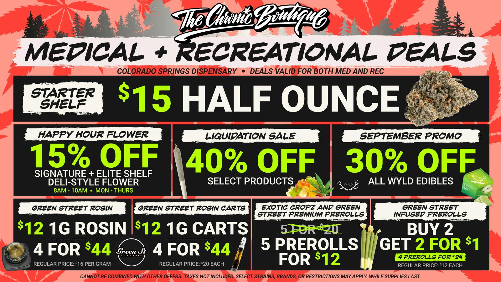 The Chronic Boutique - Pikes Peak 🔥 $15 Starter Half OZ 💥 30% Off Wyld Edibles