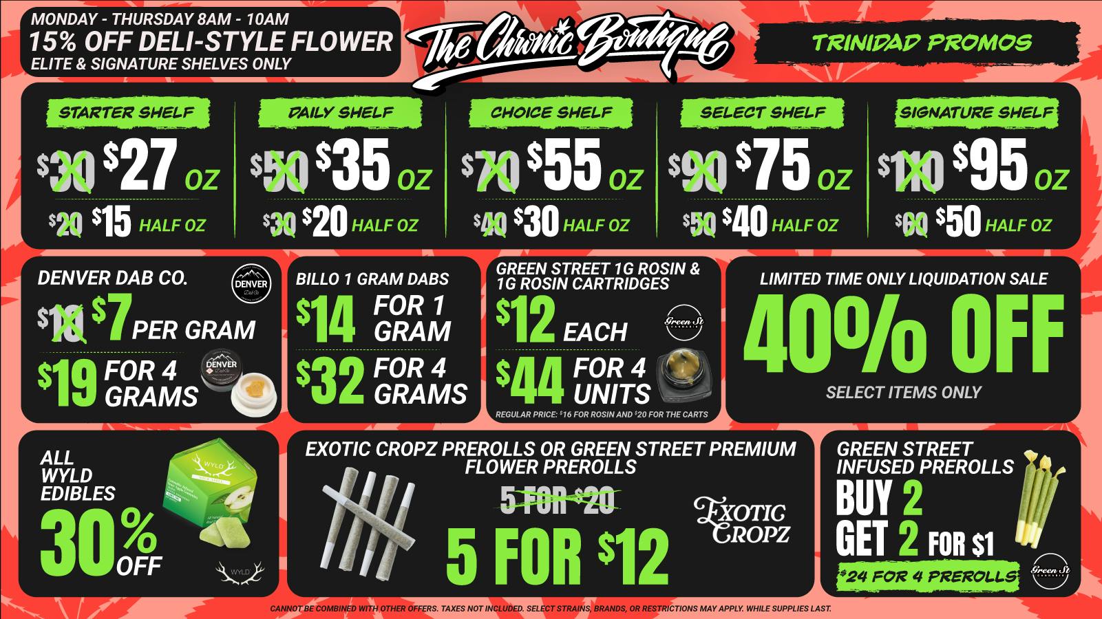 The Chronic Boutique - Trinidad 💥 $15 Starter Half OZ 🔥 4G Select Wax $19