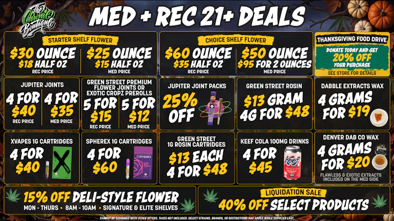The Chronic Boutique - Pikes Peak 🔥 $30 Select OZ 🌿 $13 Gram of Select Rosin