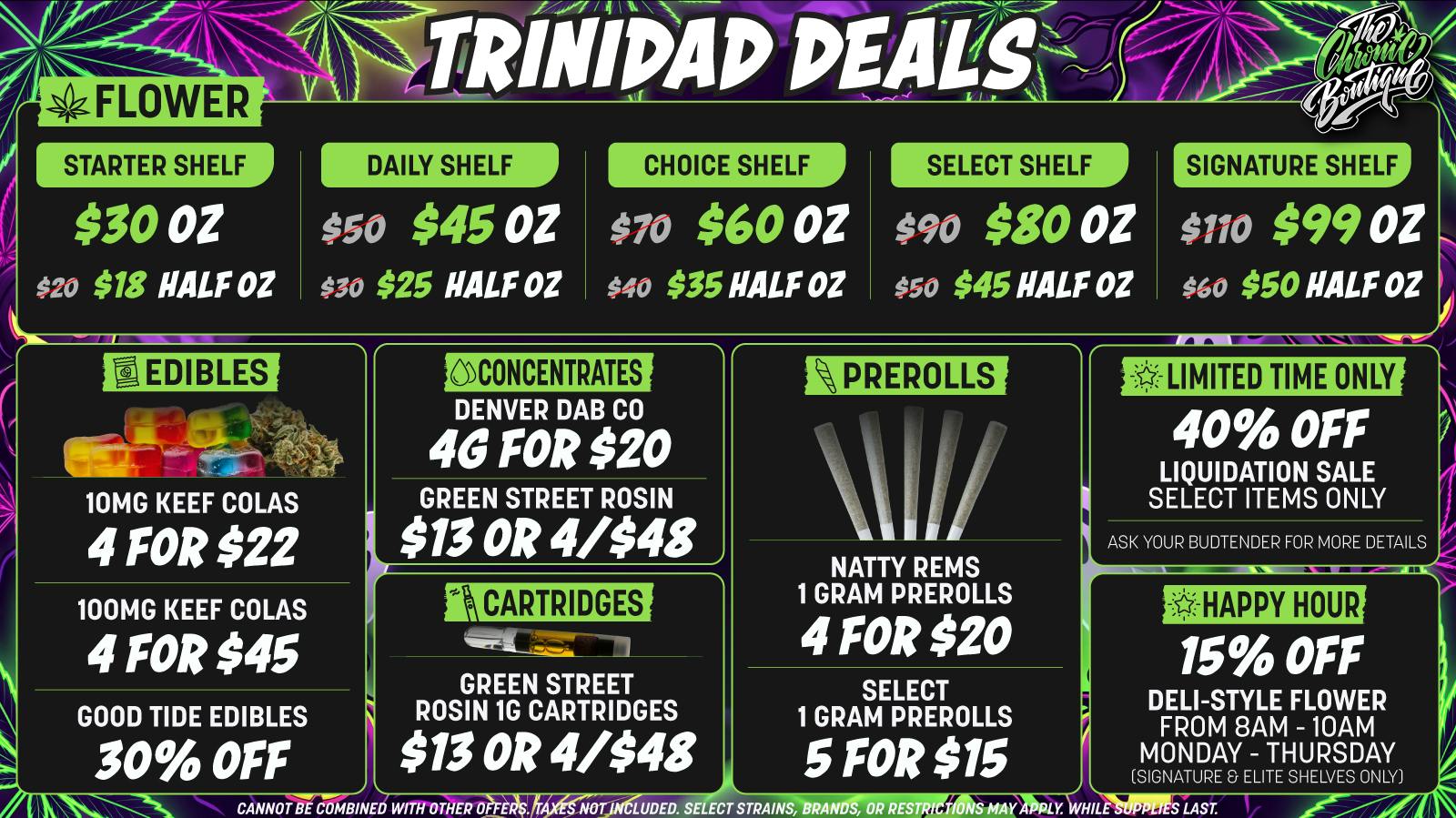 The Chronic Boutique - Trinidad 🎃 $30 OZ | 30% Off Good Tide | 5 Joints $15 👻