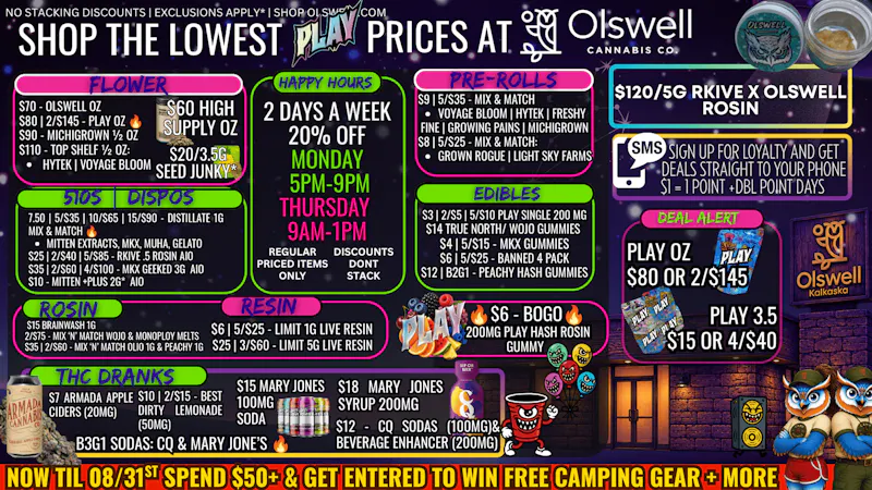 Olswell Cannabis Co - Kalkaska WIN CAMPING GEAR AT OLSWELL - SPEND $50
