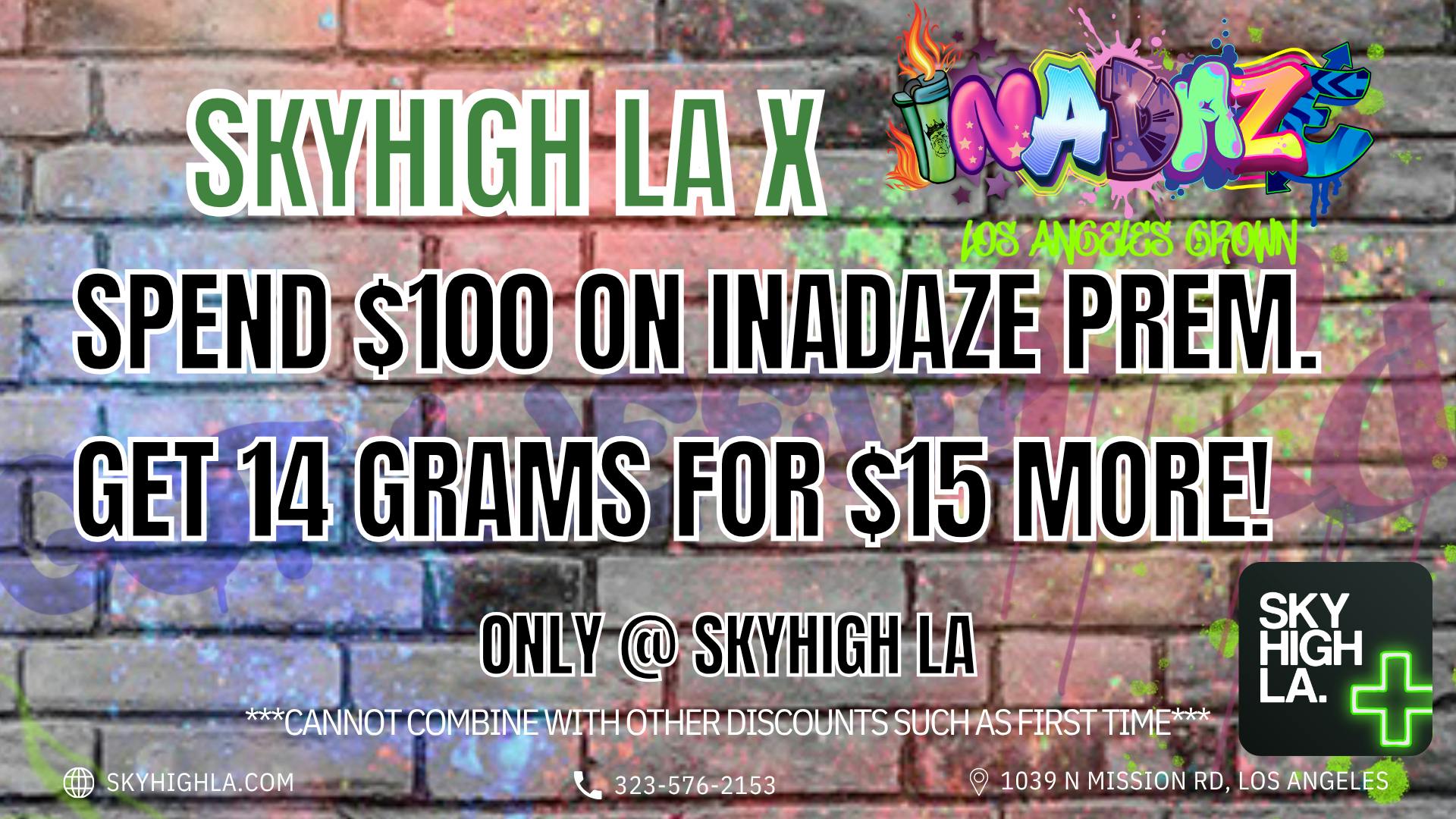 SkyhighLA Spend $100 on Flower, Get 14g For $15! @ SkyHighLA