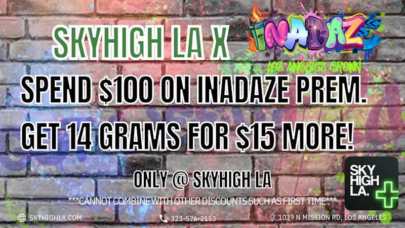 SkyhighLA Spend $100 on Flower, Get 14g For $15! @ SkyHighLA