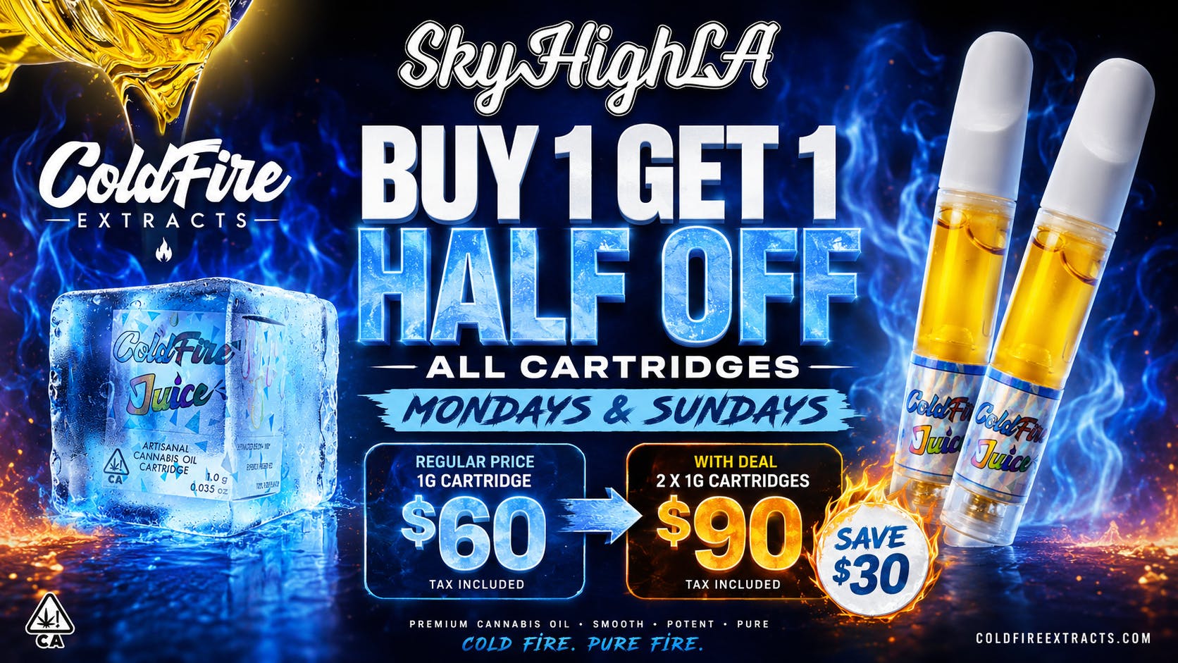 SkyhighLA Two 1g ColdFire Carts for $90 OTD! @ SkyHigh LA