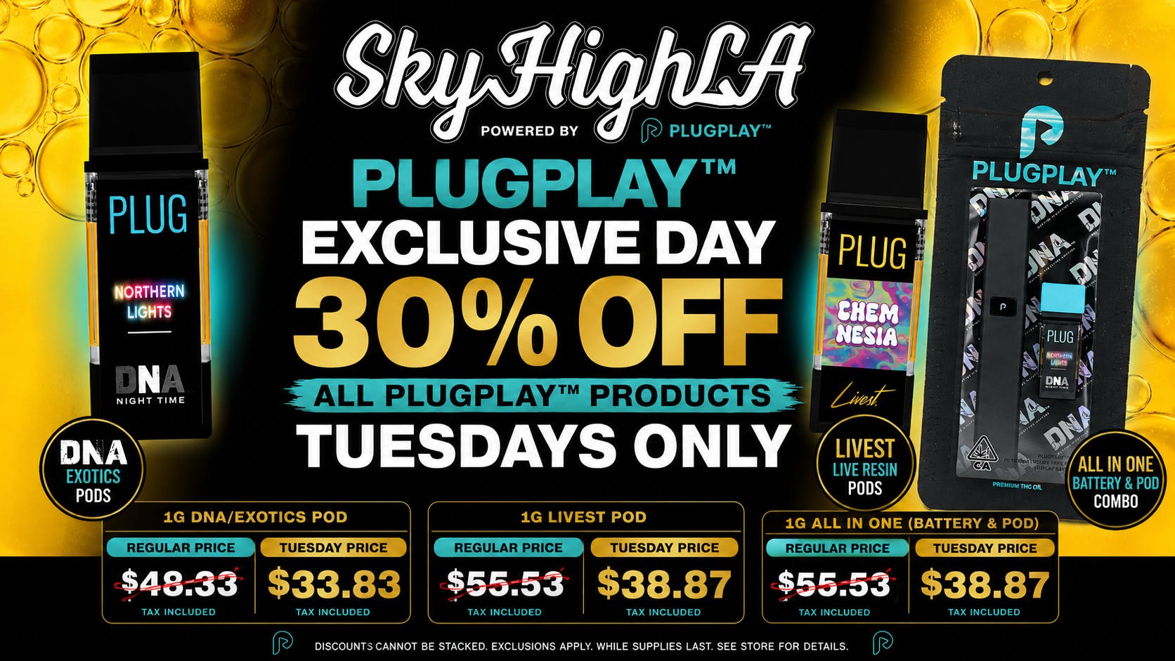 SkyhighLA 30% OFF PLUG & PLAY TUESDAYS @ SKYHIGH LA