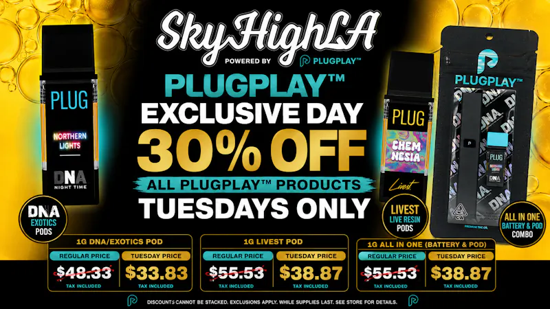 SkyhighLA 30% OFF PLUG & PLAY TUESDAYS @ SKYHIGH LA